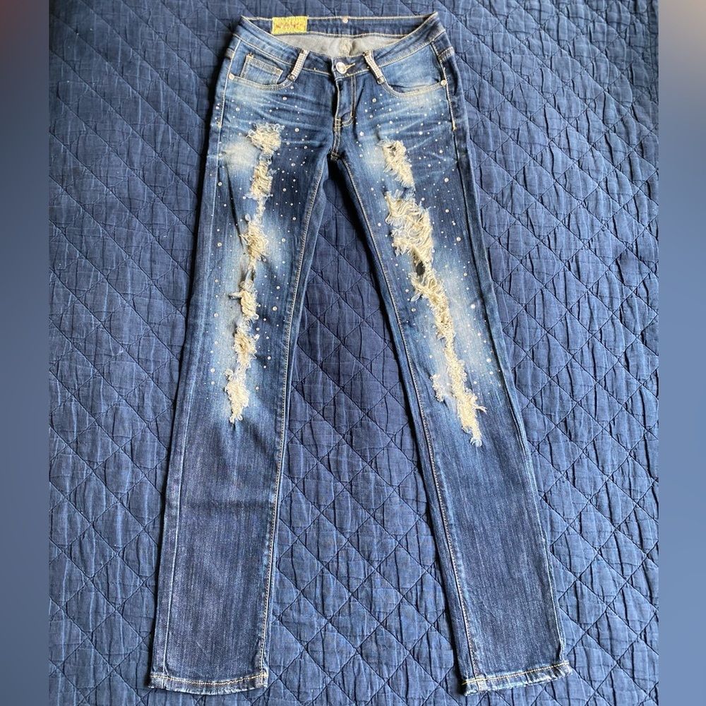 Machine Pour Neuf Mode Studded/Bedazzled Jeans Sz 28
